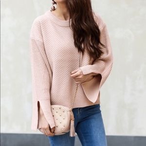 Topshop Blush Pink Split Sleeve Sweater